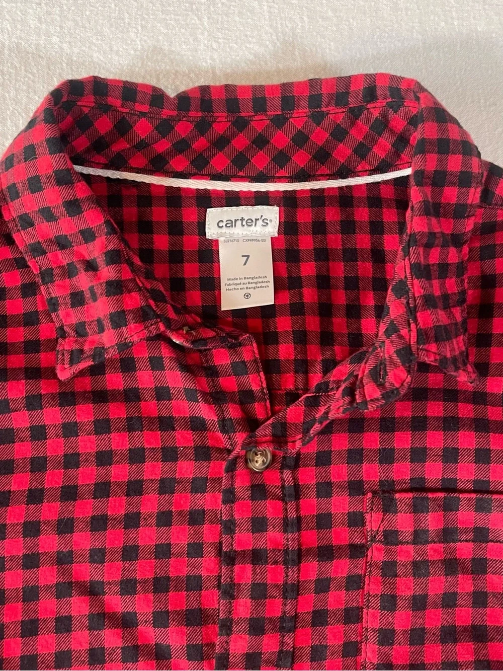 Carter's Red and Black Plaid Button-Down Shirt